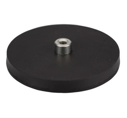 China Rubber Coated Magnet made from magnet with iron shell an produced by strong Permanent Magnets coated with Nickel plating supplier