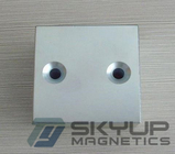 Block Neomagnets with counter sunk holes used in magnetic seperators,with ISO/TS certification