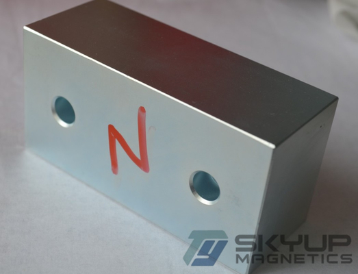 Block Neomagnets with counter sunk holes used in magnetic seperators,with ISO/TS certification