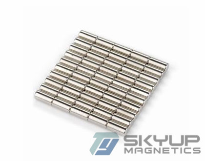 Cylinder Neodymium Stro magnets Coated with Nickel  made by permanent rare earth Neo magnets produced by Skyup magnetics