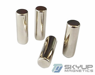 China Cylinder  Neo magnets Coated with Nickel  made by permanent rare earth Neo magnets produced by Skyup magnetics supplier