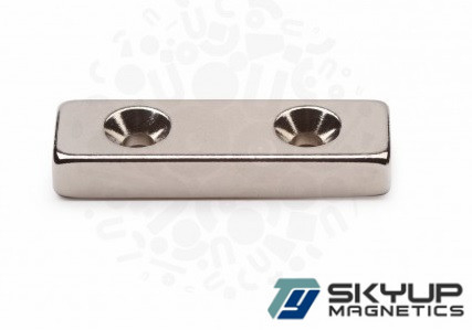 China Block magnets with counter sunk holes used in Electronics.motors ,generators.produced by professional magnets factory supplier