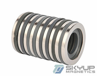 China N42 zinc plated rare earth magnet ring arc segment neo speaker neodymium ring magnet, supplier