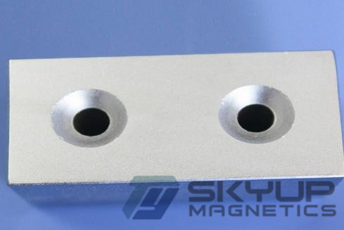 Hot Sale Block supper strong permanent Rare earth NdFeB Magnets with counter sunk hole for door catch ,seperators