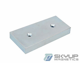 Block Neomagnets with counter sunk holes used in magnetic seperators,with ISO/TS certification