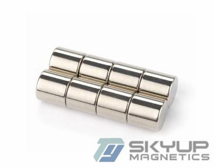 Cylinder Neodymium Stro magnets Coated with Nickel  made by permanent rare earth Neo magnets produced by Skyup magnetics