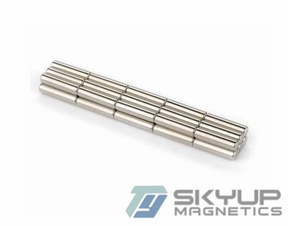 Cylinder Neodymium Stro magnets Coated with Nickel  made by permanent rare earth Neo magnets produced by Skyup magnetics