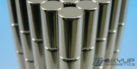 Cylinder  Neo magnets Coated with Nickel  made by permanent rare earth Neo magnets produced by Skyup magnetics