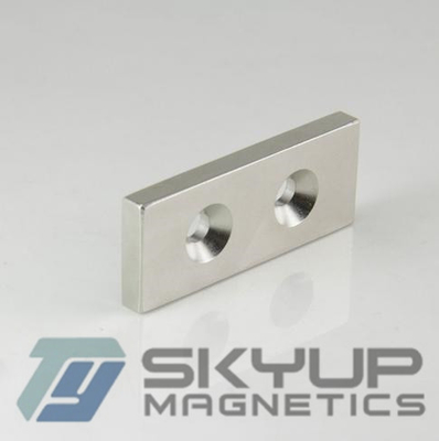 Block supper strong permanent Rare earth NdFeB Magnets with counter sunk hole for door catch ,seperators