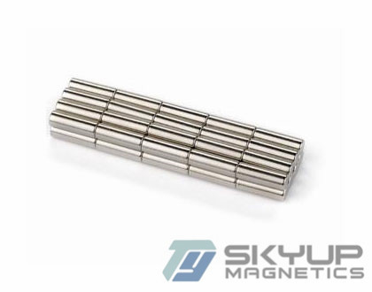 Cylinder Neodymium Magnets with NiCuNi coating widely used in Electronics